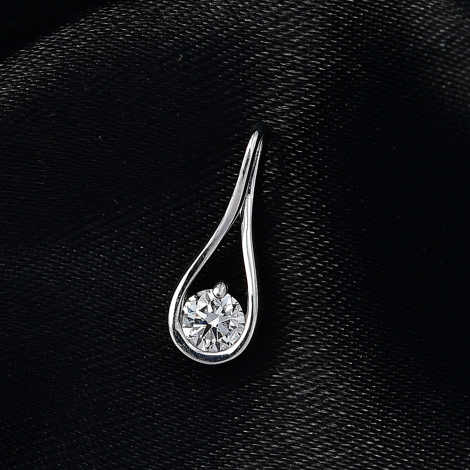Luxuriant Lab Grown Diamond (SI-GH) Solitaire Pendant in Rhodium Overlay Sterling Silver